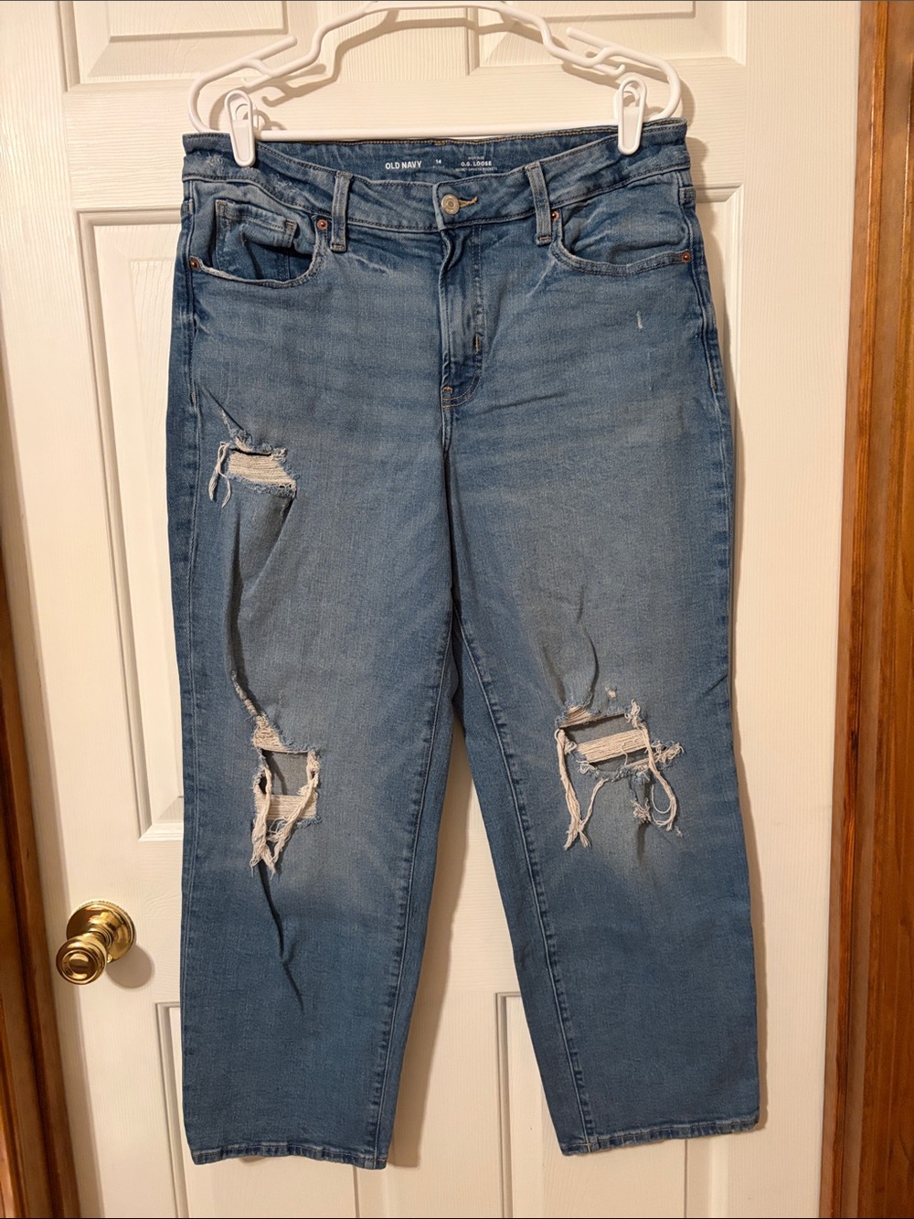 Old Navy Women’s High Rise O.G. Loose Light Blue Distressed Jeans